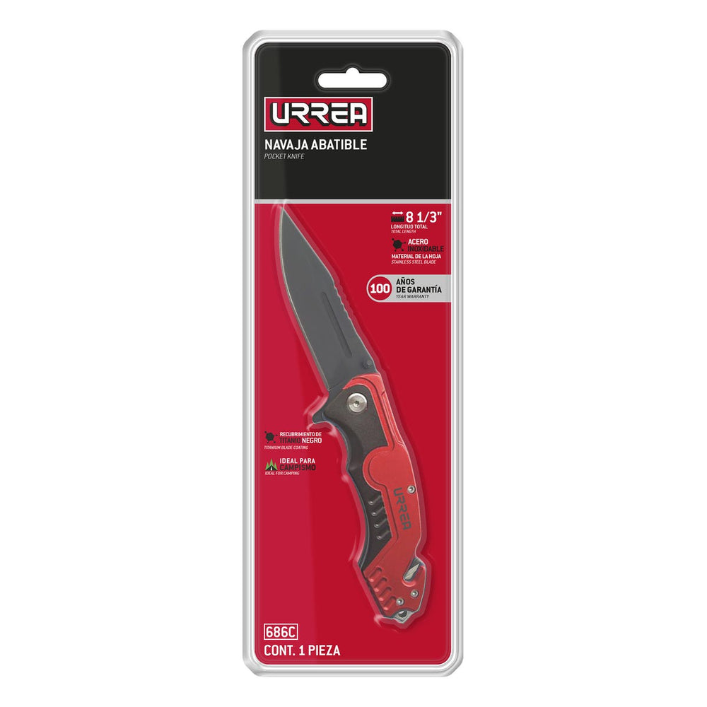 Navaja abatible de acero inoxidable para emergencias, 8-1/4" Urrea 686C - imagen 3