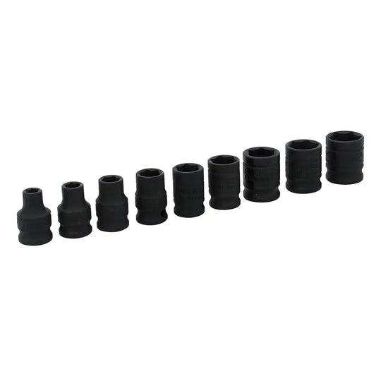 Juego de dados de impacto cuadro de 3/8", 6 puntas, en pulgadas, 9 piezas Urrea 72102