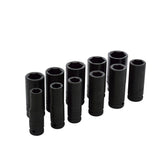 Juego de dados largos de impacto cuadro de 1/2", 6 puntas, en pulgadas, 11 piezas Urrea 73112