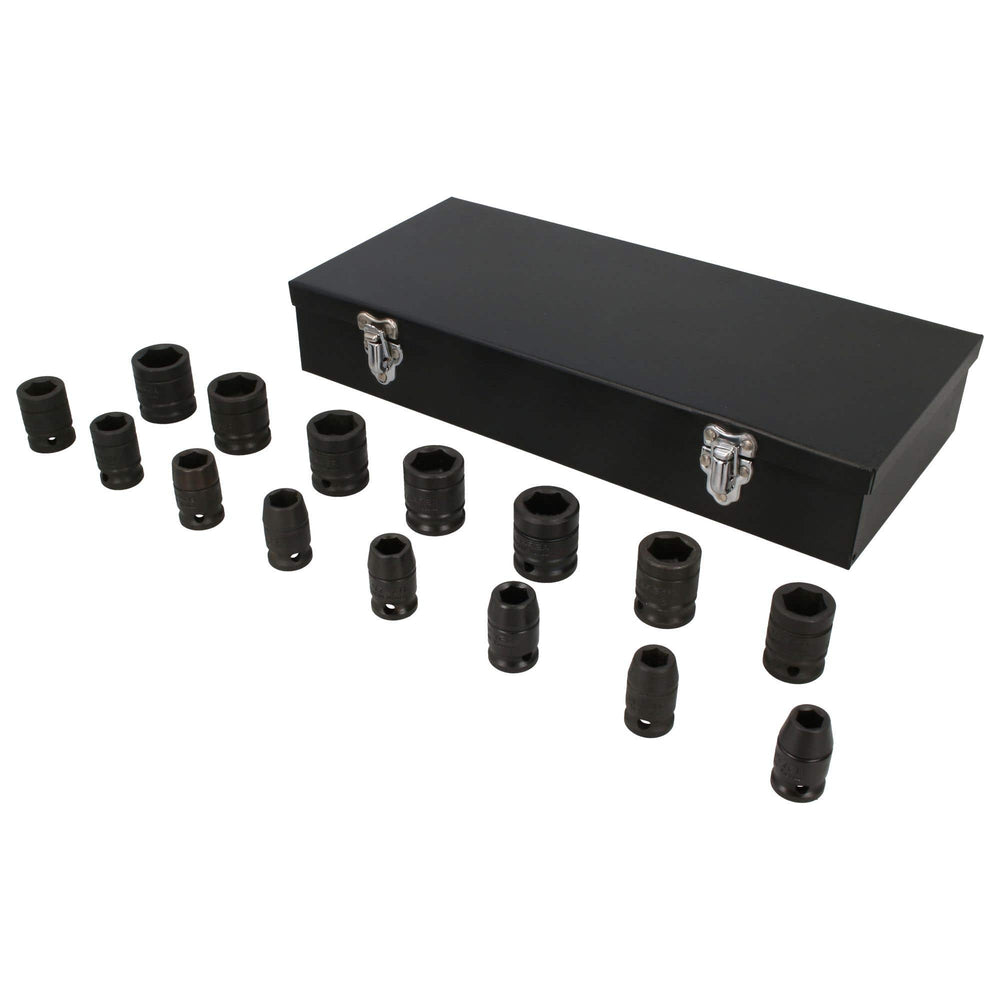 Juego de dados de impacto cuadro de 1/2", 6 puntas, métricos, 15 piezas Urrea 7401MC - imagen 3
