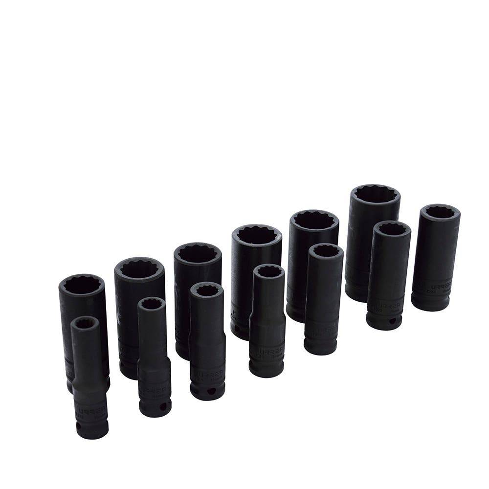 Juego de dados largos de impacto cuadro de 1/2", 12 puntas, en pulgadas, 13 piezas Urrea 74103 - imagen 2