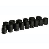 Juego de dados de impacto cuadro de 1/2", 12 puntas, métricos, 15 piezas Urrea 74201