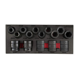 Juego de dados de impacto cuadro de 3/4", 6 puntas, métrico, 15 piezas, con caja metálica Urrea 7501MC - imagen 6