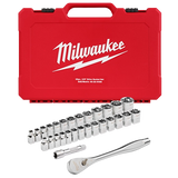 Juego de trinquete con boca de 3/8" y cubos SAE, 29 piezas con CUATRO CARAS PLANAS Milwaukee 48-22-9088