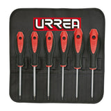 Juego de destornilladores con mango bimaterial, punta Torx, 6 piezas, en estuche Urrea 83W