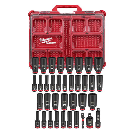 Juego de 36 dados de impacto SHOCKWAVE™ cuadro 3/8" y 1/2" con estuche PACKOUT™ Milwaukee 49-66-6805