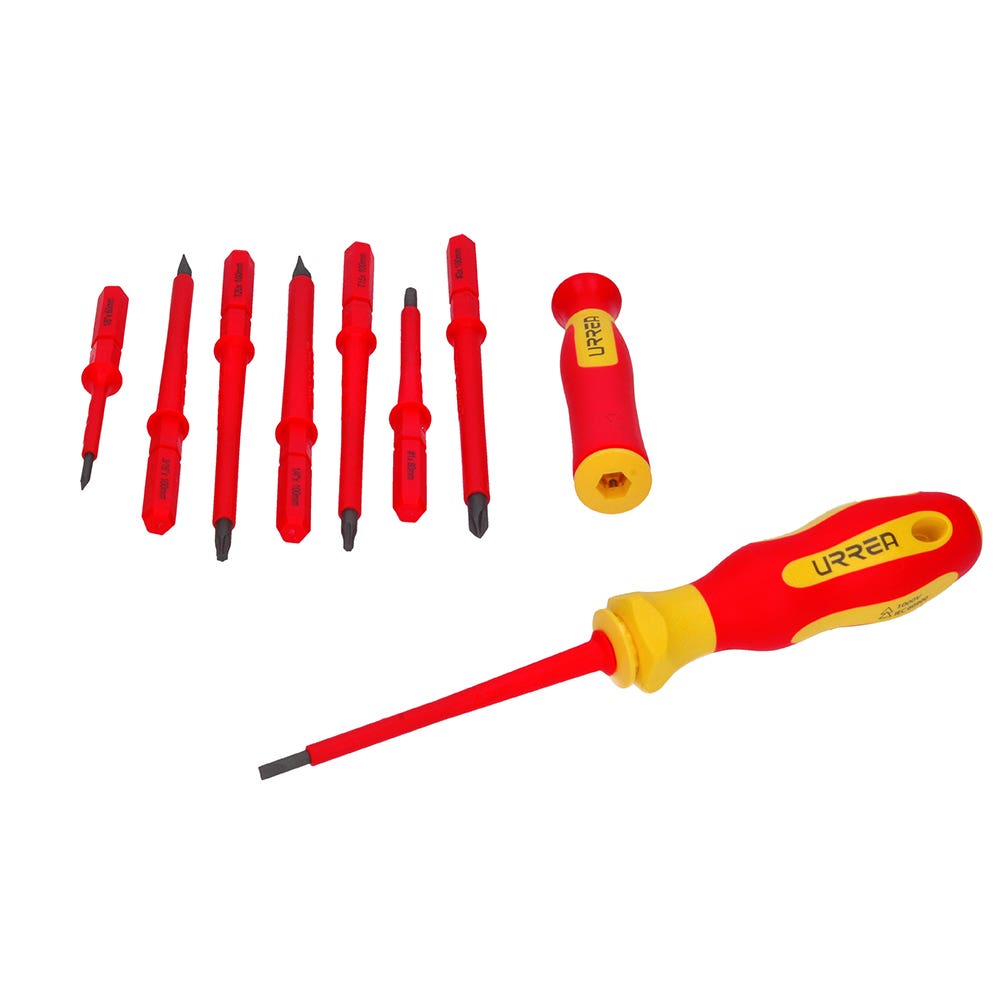 Juego de destornilladores con mango bimaterial y puntas intercambiables 1000 V, 10 piezas Urrea 9300V - imagen 3