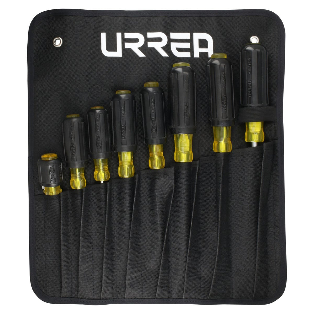 Juego combinado de destornilladores con mango cushion grip, 8 piezas, en caja Urrea 9401D
