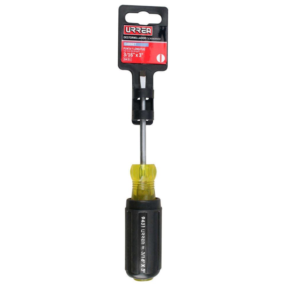Destornillador con mango cushion grip, punta cabinet barra redonda 3/16" x 3" Urrea 9431 - imagen 3