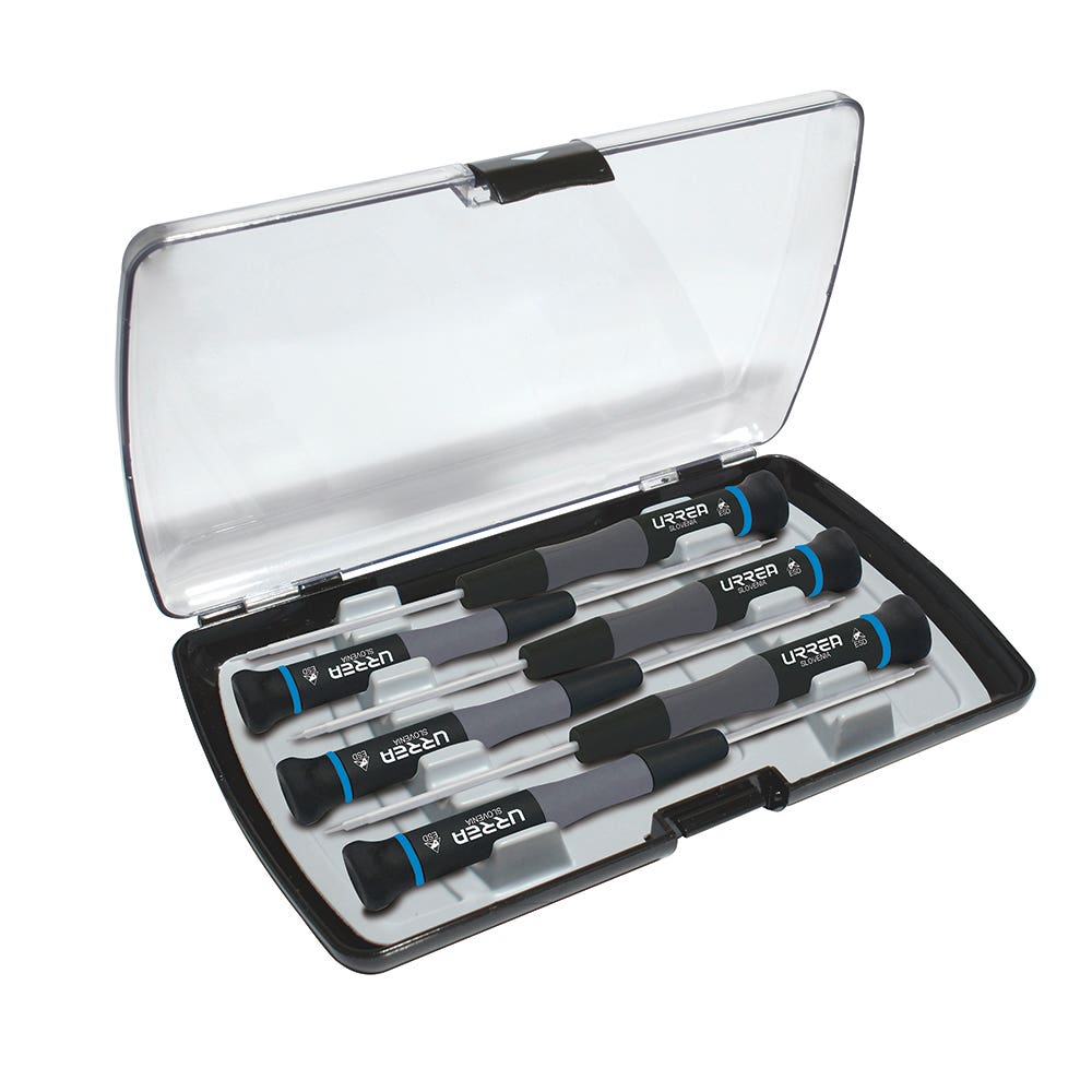 Juego de destornilladores de precisión ESD anti-estáticos,punta Torx,6 piezas,en estuche Urrea 9501BT