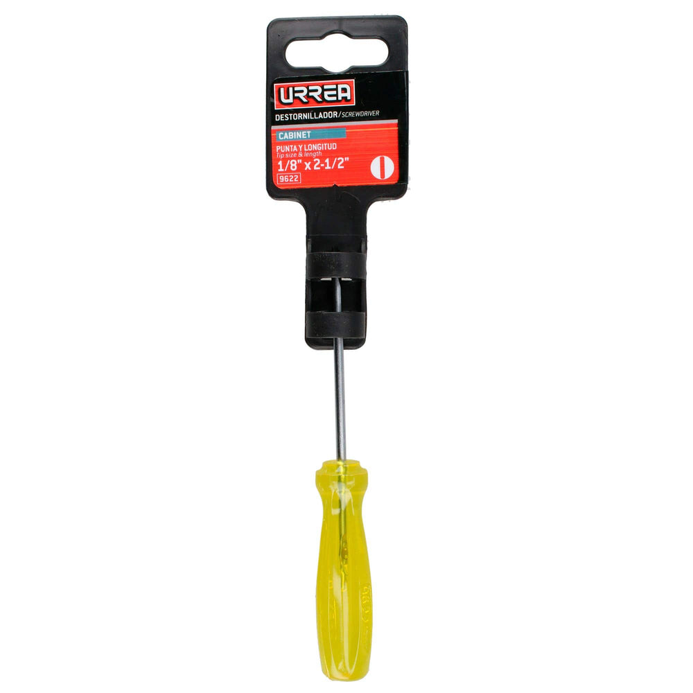 Destornillador con mango ámbar, punta cabinet barra redonda 1/8" x 2-1/2" Urrea 9622 - imagen 3