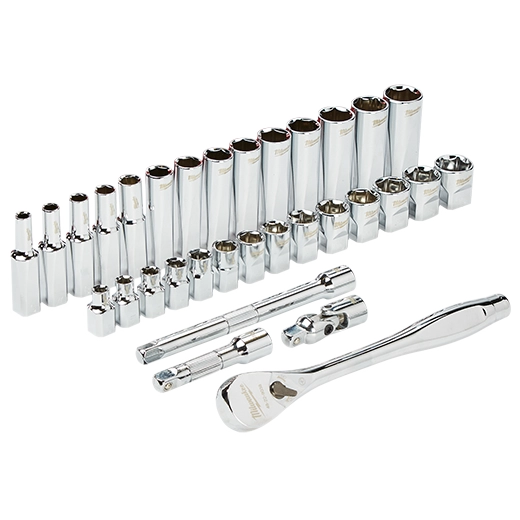 Juego de trinquete con boca de 3/8" y cubos métricos, 32 unidades Milwaukee 48-22-9508 - imagen 2