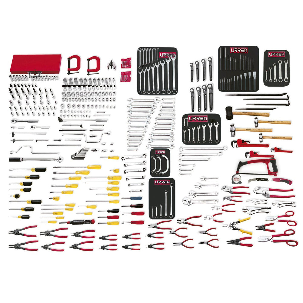 Juego maestro industrial combinado 398 piezas, sin gabinete Urrea 99520