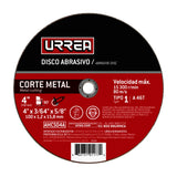 Disco abrasivo tipo 1 para metal, 4" x 3/64" Urrea AMCS04A