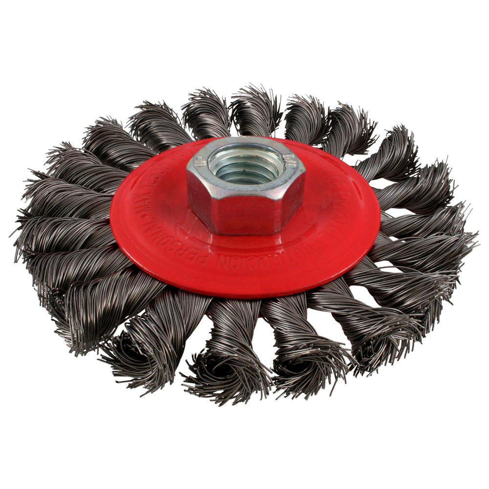 Carda circular trenzada alambre grueso 4" x 0.50 mm con rosca 5/8" Urrea C948