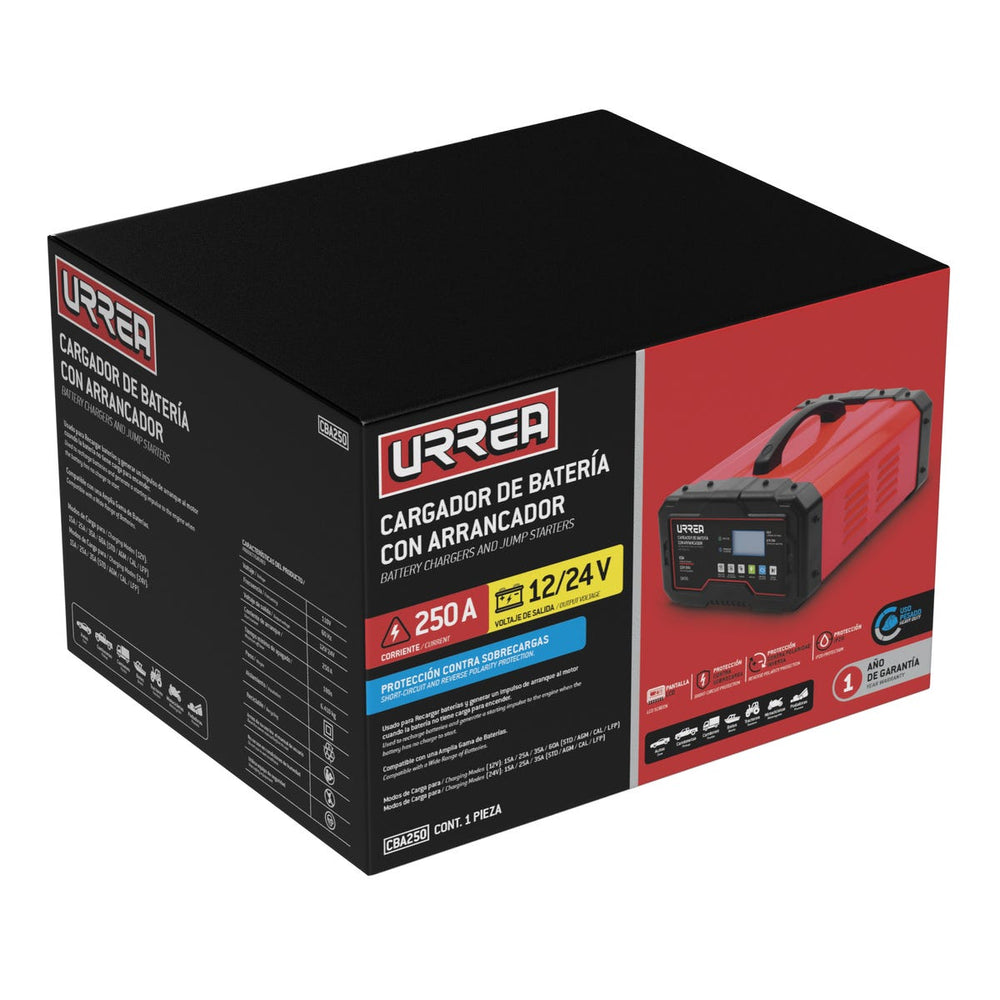 Cargador de batería con arrancador 250A, 12VDC, 24VDC Urrea CBA250 - imagen 3