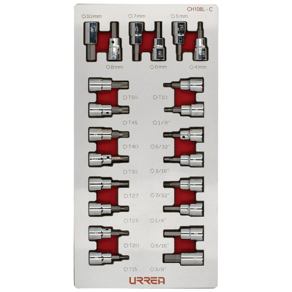 Juego de dados cuadro de 3/8" varias puntas 22 piezas, CH108L-C Urrea CH108L - imagen 2