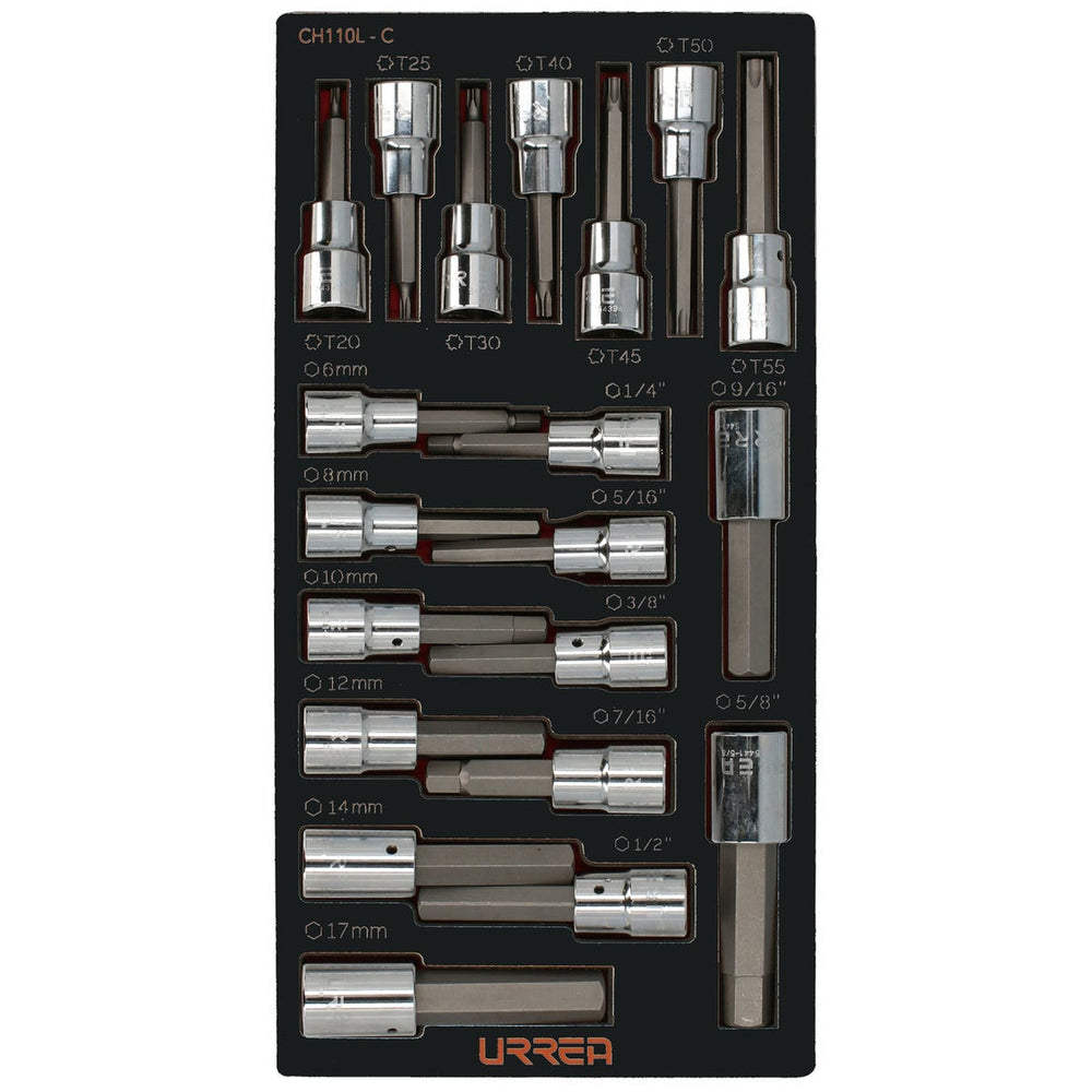 Juego de dados cuadro de 1/2" varias puntas 20 piezas, CH110-C Urrea CH110 - imagen 2