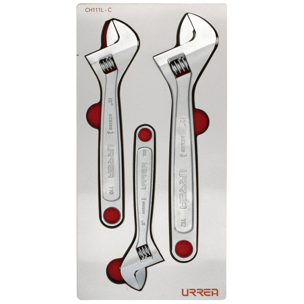 Juego de llaves ajustables cromadas con cubierta laminada 3 piezas, CH111L-C Urrea CH111L - imagen 2
