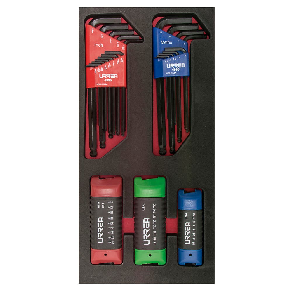 Juego de llaves hexagonales tipo navaja en pulgadas, métricas y torx 46 piezas, CH120-C Urrea CH120