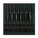 Juego de dados de impacto cortos y largos en pulgadas cuadro de 1/2" 29 piezas, CH218-C Urrea CH218 - imagen 2