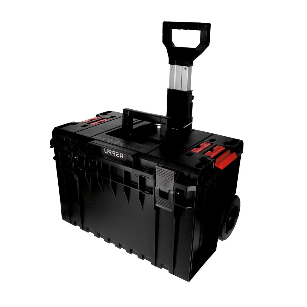 Caja portaherramientas plástica modular con compartimentos color negro 23" x 18" x 27" Urrea CPR27