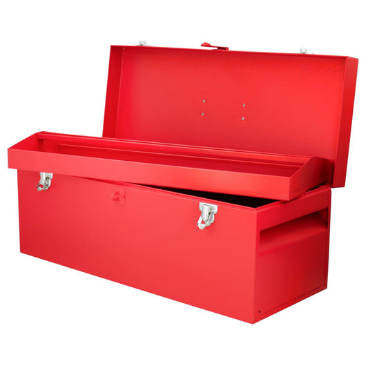 Caja portaherramientas metálica con asa plástica color rojo 24" x 9" x 9" Urrea D7