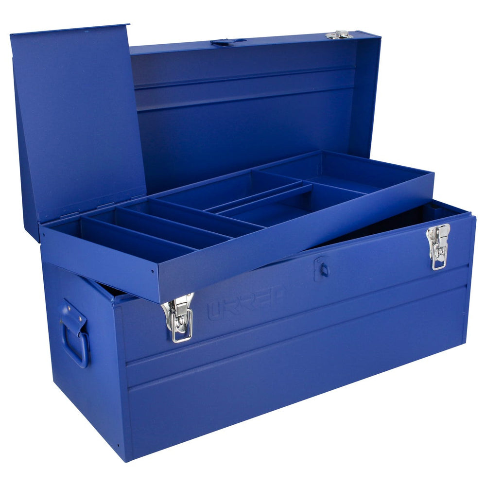 Caja portaherramientas métalica con asa plástica color azul 23" x 10" x 11" Urrea D8A - imagen 5