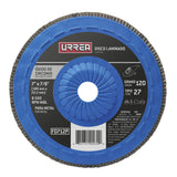 Disco laminado tipo 27 grano 120 con respaldo plástico, 7" Urrea FD712P