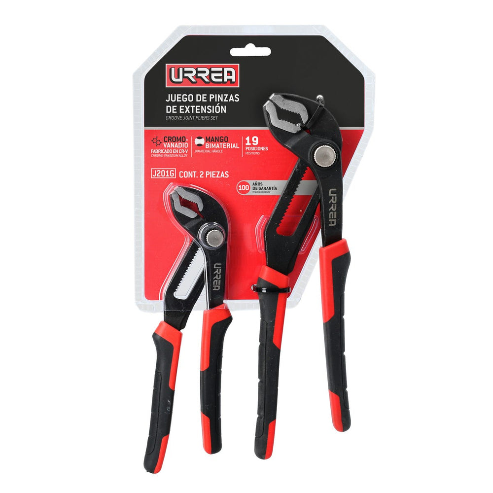 Juego de pinzas de extensión con mango bimaterial, Quick Release, 2 piezas Urrea J201G - imagen 3