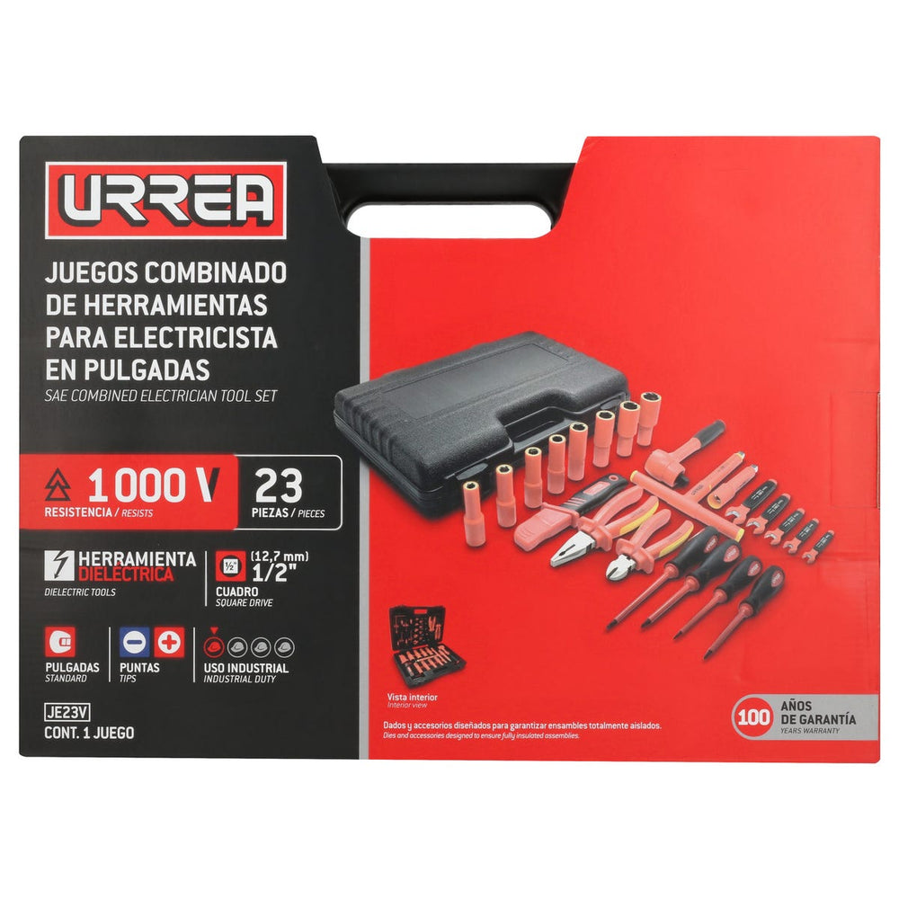 Juego combinado de herramientas para electricista de 1000V en pulgadas, 23 piezas Urrea JE23V - imagen 7