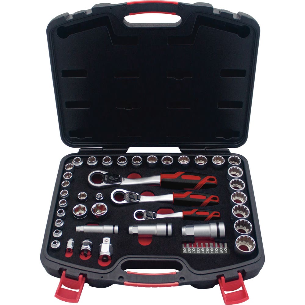 Juego de dados y accesorios cuadro de 1/4", 3/8" y 1/2" Go-Through combinado, 49 piezas Urrea JGT01 - imagen 2