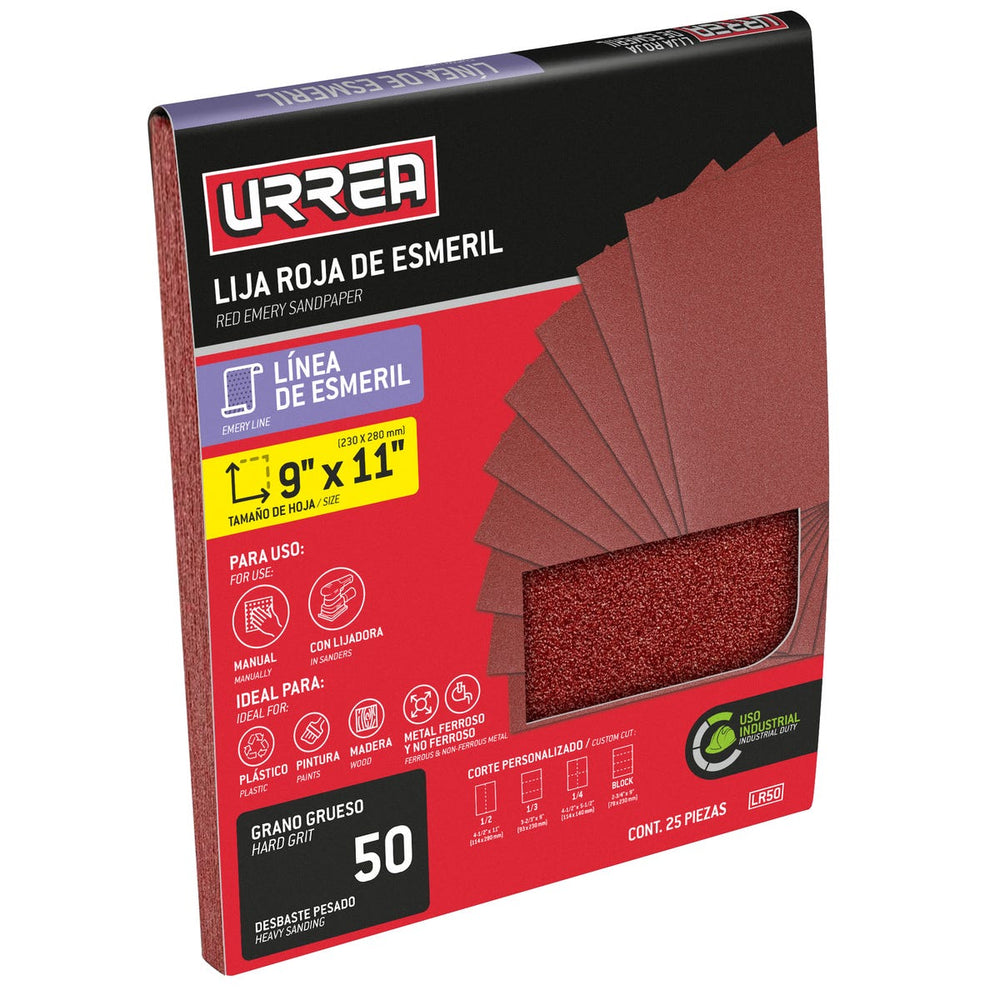 Lija roja para esmeril, grano 50 Urrea LR50 - imagen 2