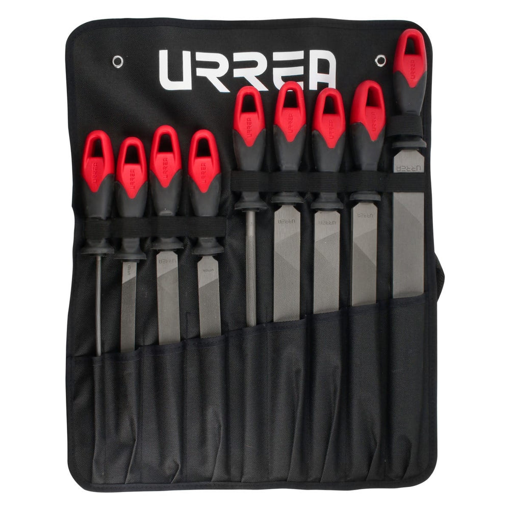Juego de limas combinadas con mango bimaterial, 9 piezas Urrea UFJB9