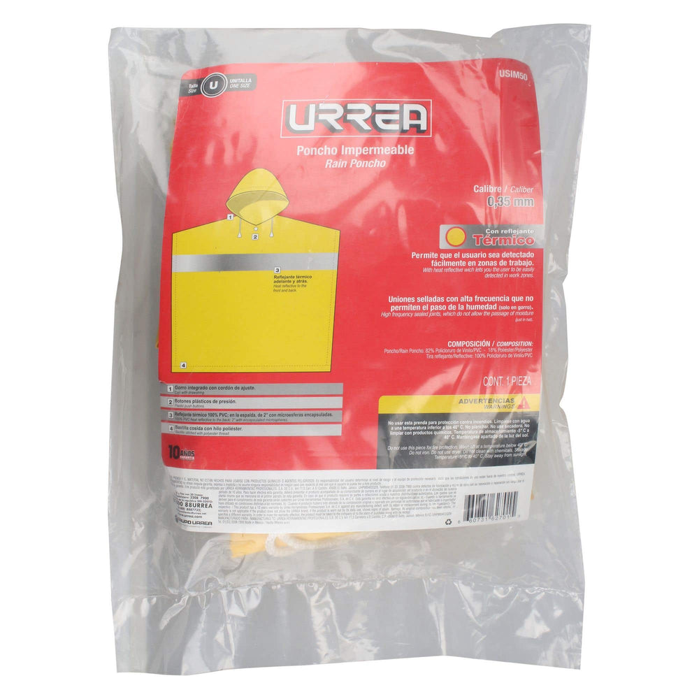 Poncho impermeable con reflejante térmico unitalla Urrea USIM50 - imagen 5