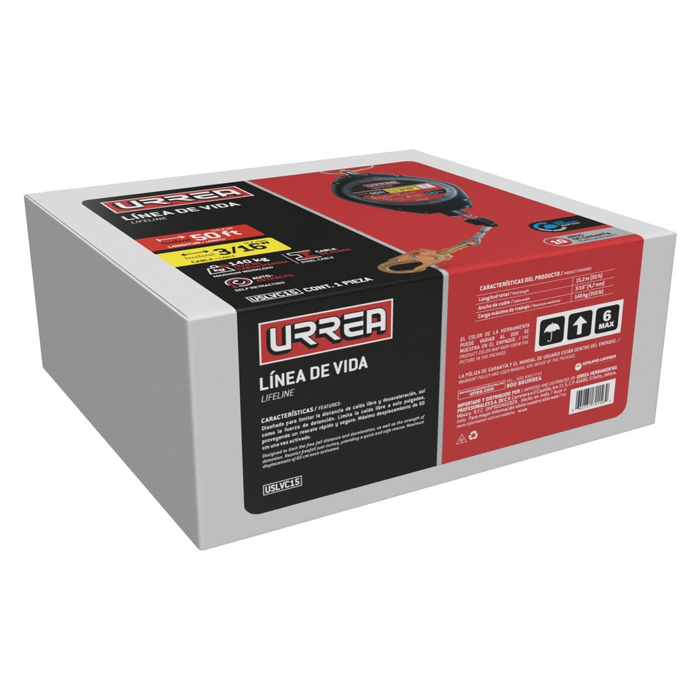 Línea de vida auto retráctil de cable 50 ft Urrea USLVC15 - imagen 2