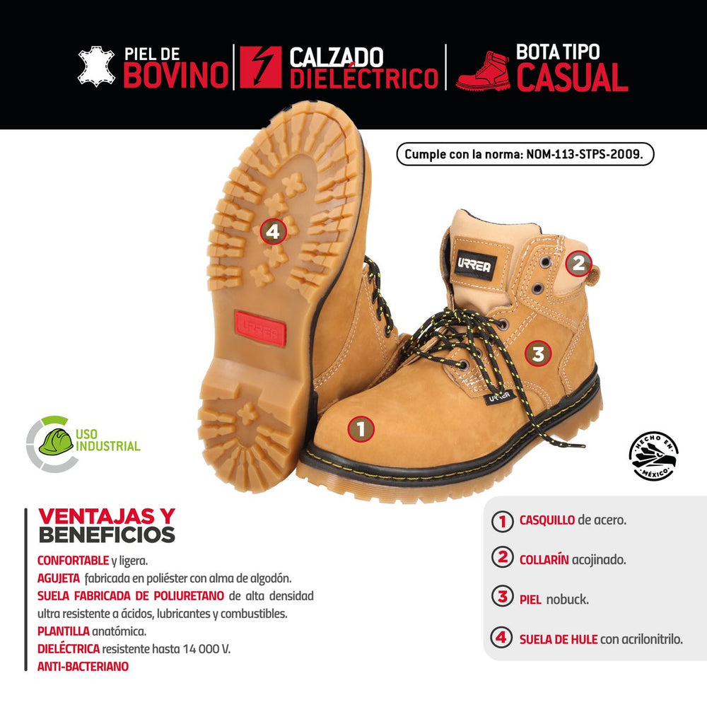 Botas de seguridad dieléctricas tipo casual con casquillo de acero #29 cm Urrea USZA9 - imagen 5