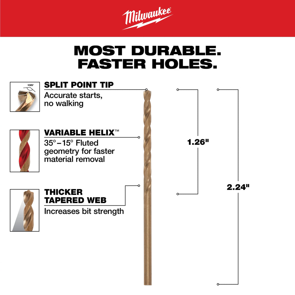Broca de cobalto RED HELIX™ de 3/32" Milwaukee 48-89-2303 - imagen 5