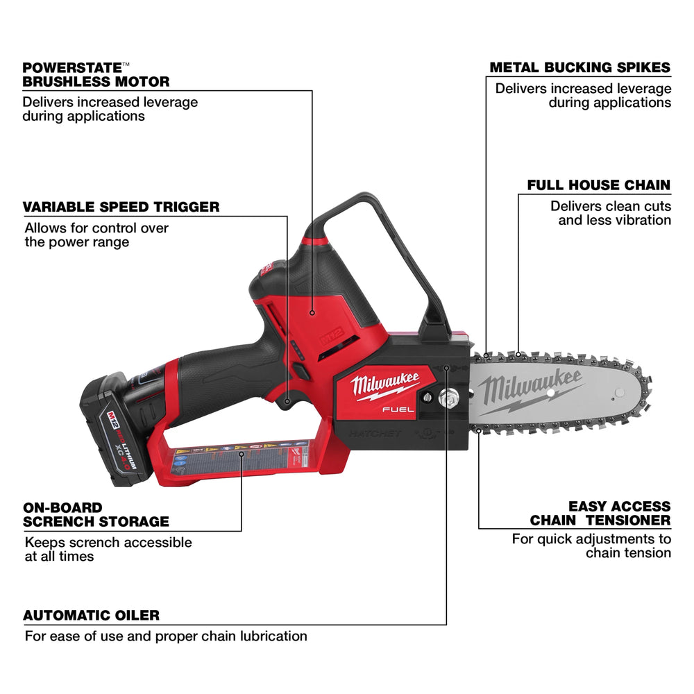 Kit de sierra de podar M12 FUEL™ HATCHET™ de 6" Milwaukee 2527-21 - imagen 5