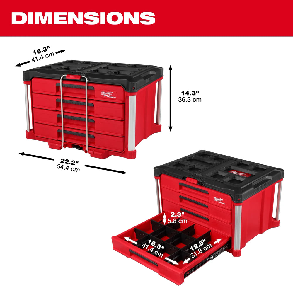 Caja de herramientas con 4 cajones PACKOUT™ Milwaukee 48-22-8444 - imagen 3