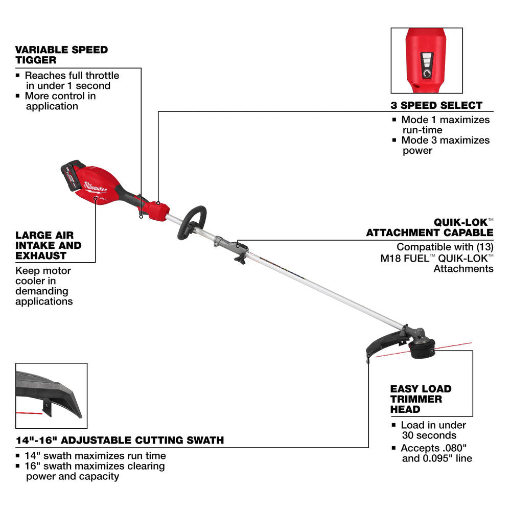 Kit de desbrozadora M18 FUEL™ con QUIK-LOK™ Milwaukee 3016-21ST - imagen 7