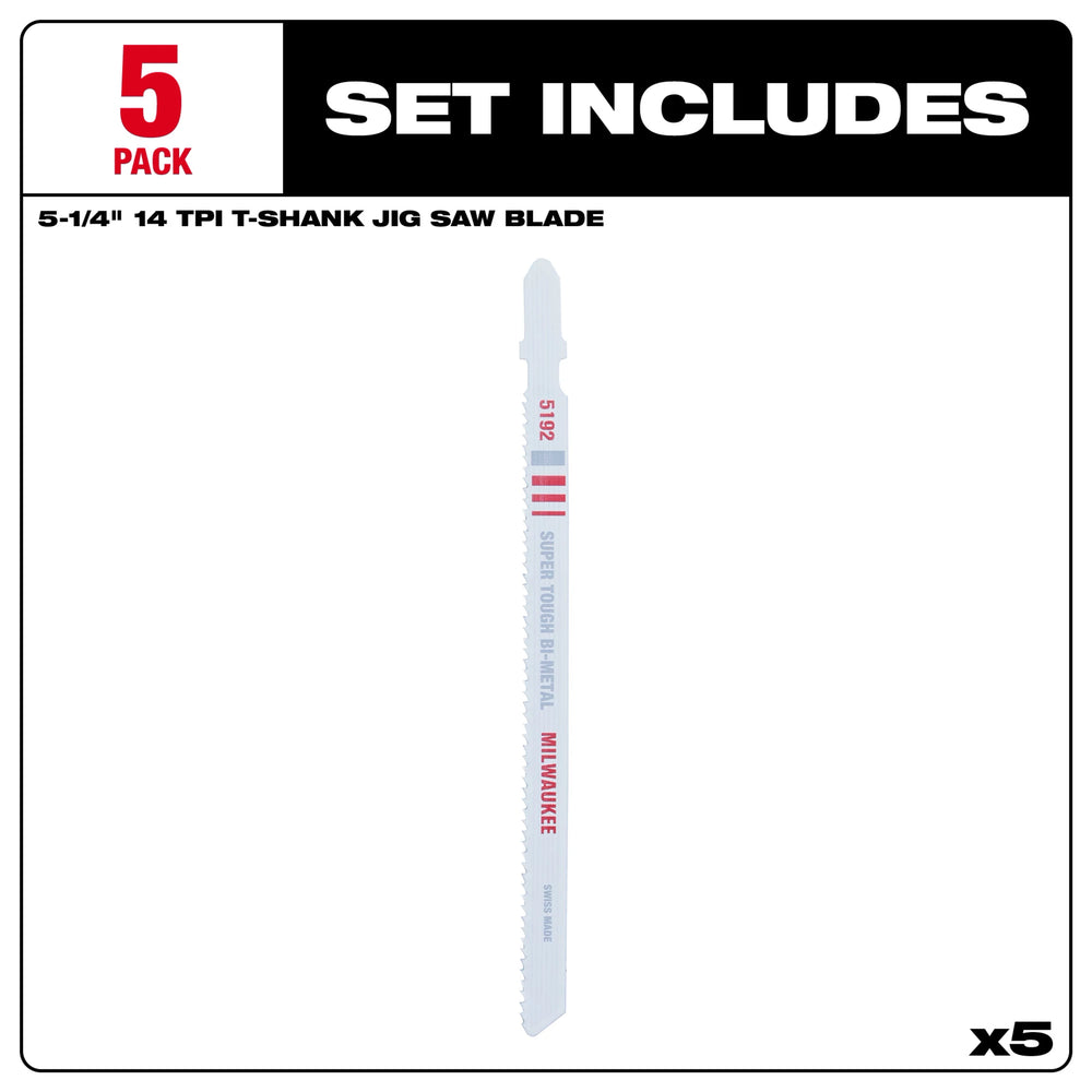 Hoja bimetálica de 5-1/4" y 14 TPI para sierra caladora (paquete de 5 unidades) Milwaukee 48-42-5192 - imagen 4