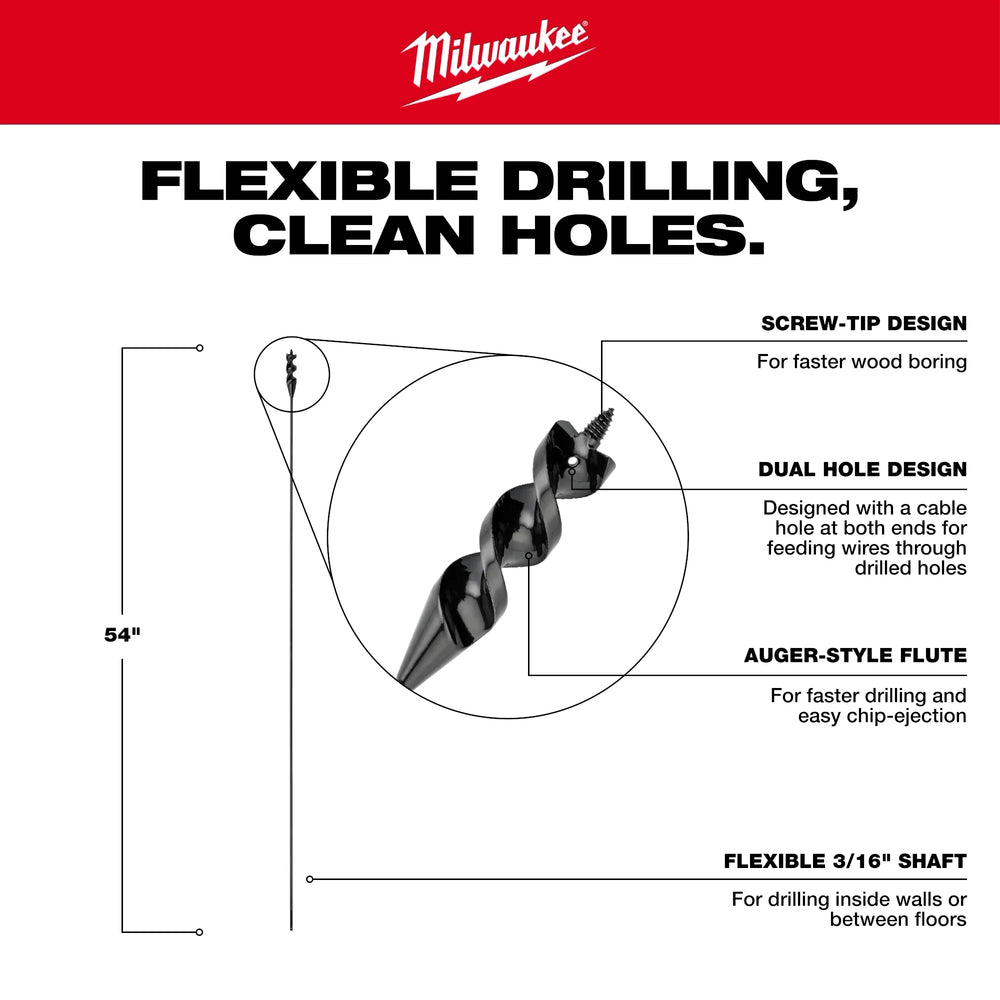 Broca de barrena de cable flexible de 9/16” x 54" de MILWAUKEE® Milwaukee 48-13-8256 - imagen 5