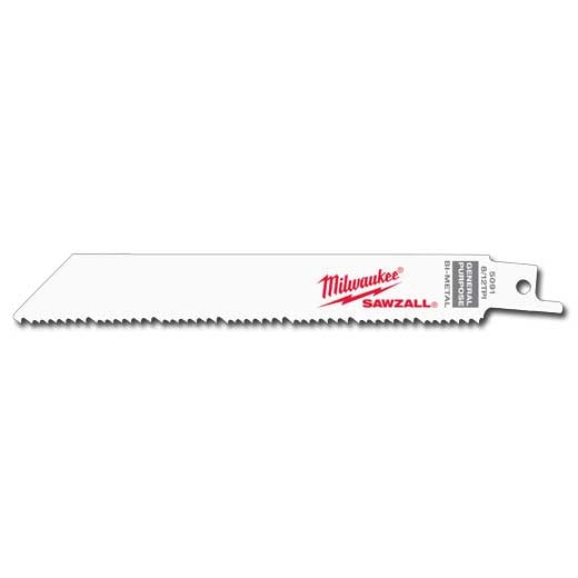 Hojas SAWZALL® de 6" y 8/12 TPI (a granel, paquete de 100 unidades) Milwaukee 48-01-7091