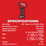 Kit de llave de impacto corta M12 FUEL™ de 3/8" Milwaukee 2562-22 - imagen 8