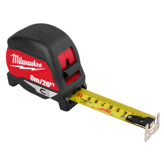 Cinta métrica compacta de hoja ancha magnética de 8 metros - 26 pies Milwaukee 48-22-1026M