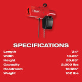 Elevadoras de cadena eléctricas de 1 tonelada Milwaukee 9568 - imagen 3