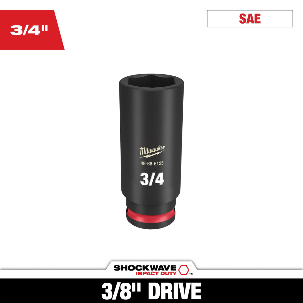 Cubo profundo de 3/4" con boca de 3/8" de 6 puntas SHOCKWAVE Impact Duty™ Milwaukee 49-66-6125 - imagen 2