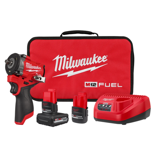 Kit de llave de impacto corta M12 FUEL™ de 3/8" Milwaukee 2562-22