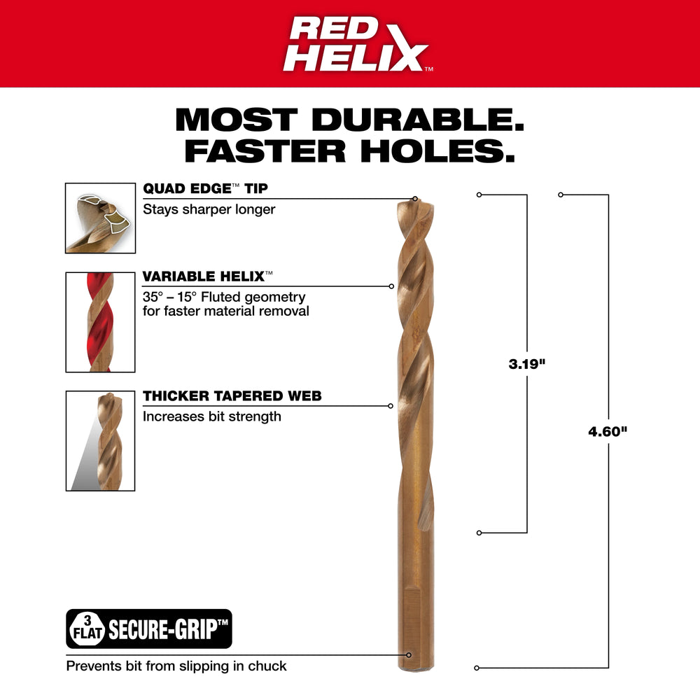 Broca de cobalto RED HELIX™ de 23/64" Milwaukee 48-89-2320 - imagen 4